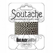 Beadsmith Rayon soutache cord 3mm - Silver grey black stripped